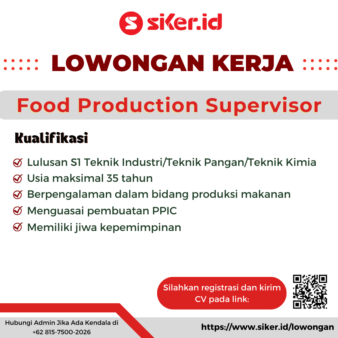 Food Production Supervisor - PT Katering Makanan Indonesia